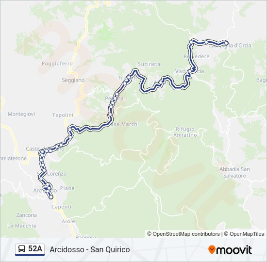 Percorso linea bus 52A