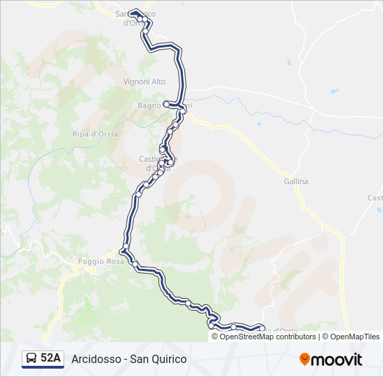 Percorso linea bus 52A