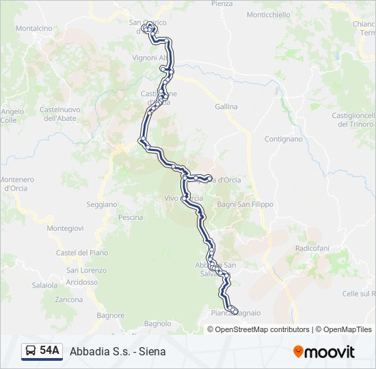 Percorso linea bus 54A