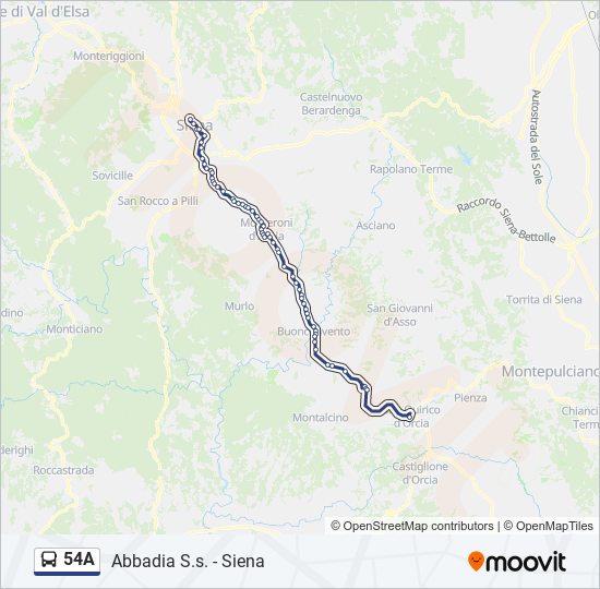 Percorso linea bus 54A