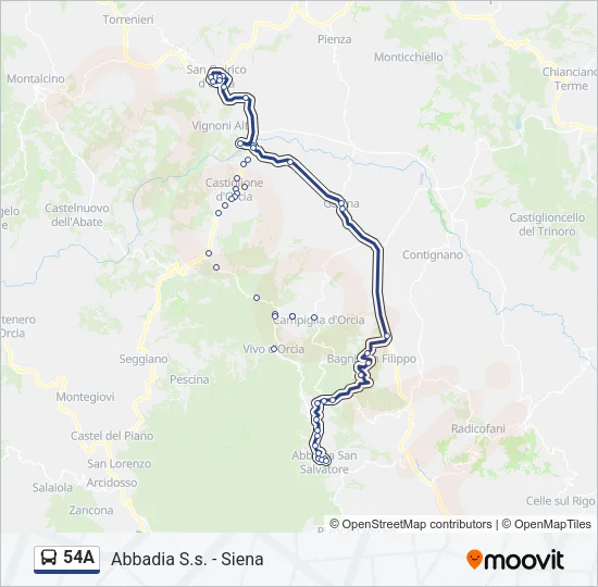 54A Bus Line Map
