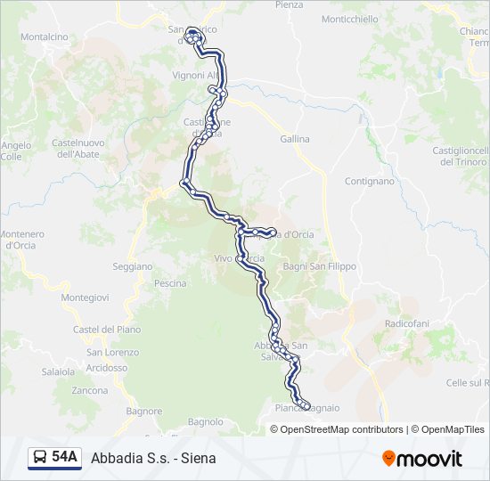 54A bus Line Map