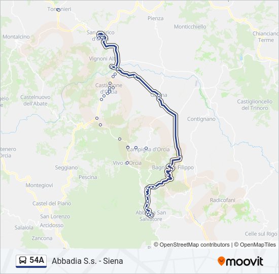 Percorso linea bus 54A