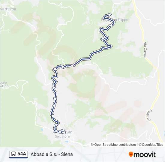 54A Bus Line Map