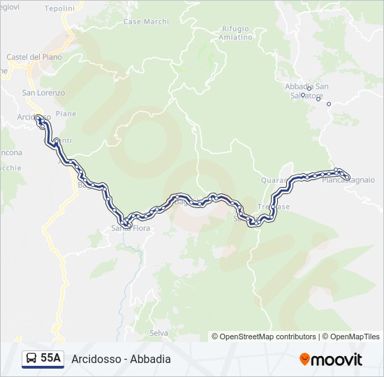 55A bus Line Map