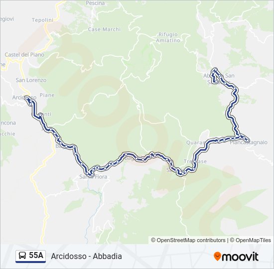 Percorso linea bus 55A