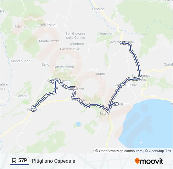 57P Bus Line Map