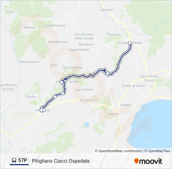 57P Bus Line Map