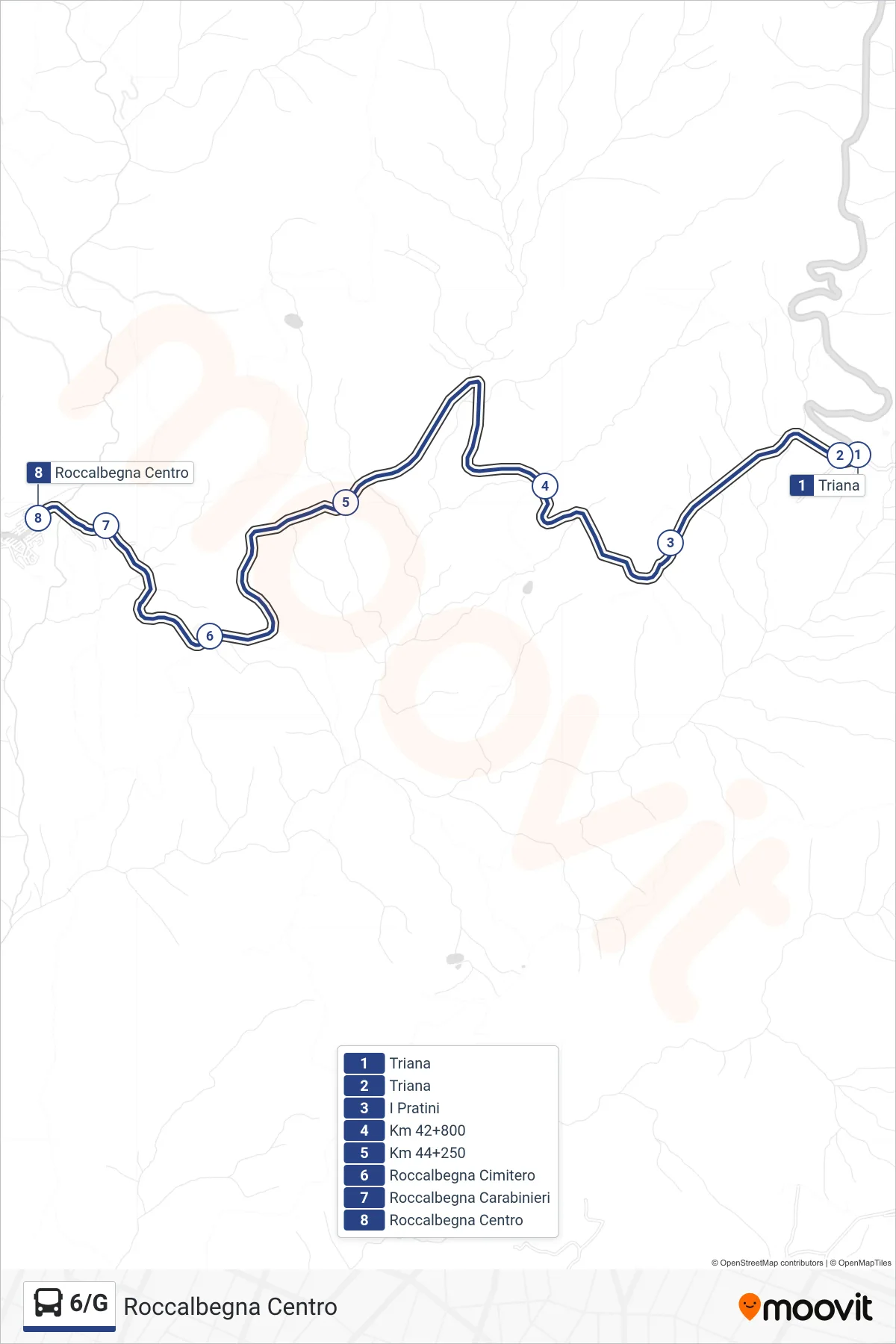 Linea 6/G bus (Roccalbegna Centro) - Percorsi e fermate sulla mappa