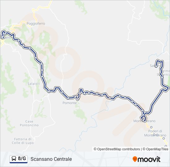 Percorso linea bus 8/G