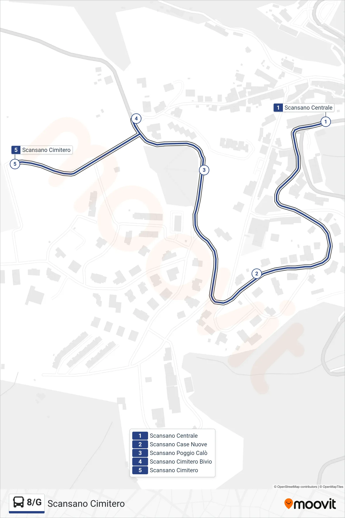 Linea 8/G bus (Scansano Cimitero) - Percorsi e fermate sulla mappa