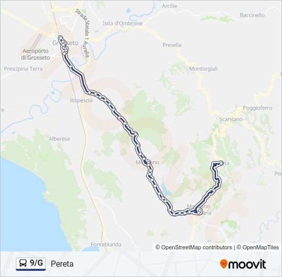 Percorso linea bus 9/G