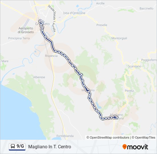 Percorso linea bus 9/G