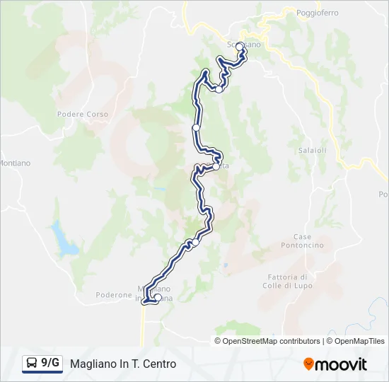 Percorso linea bus 9/G