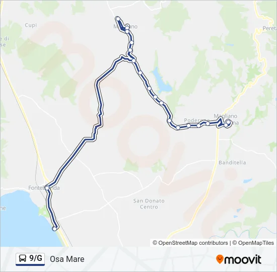 Percorso linea bus 9/G