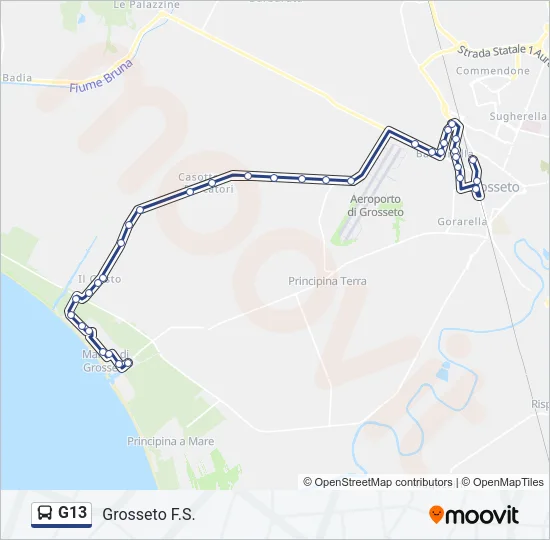 G13 Bus Line Map
