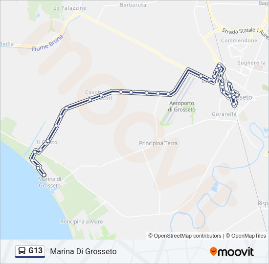 G13 Bus Line Map