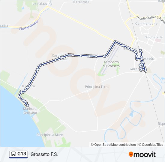 G13 bus Line Map