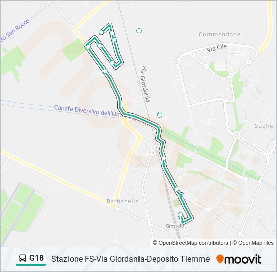 G18 bus Line Map