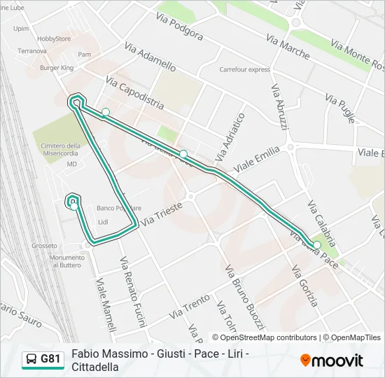 Percorso linea bus G81