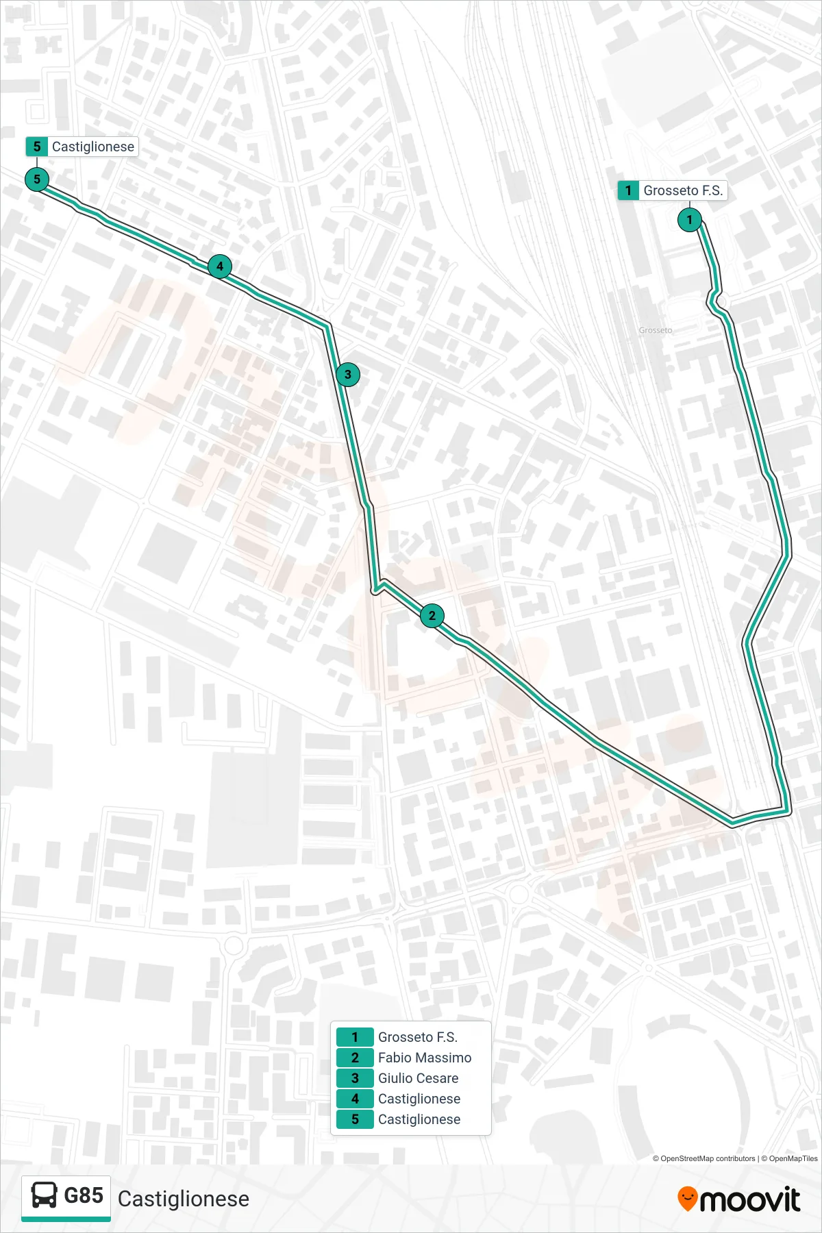 Linea G85  bus (Castiglionese) - Percorsi e fermate sulla mappa