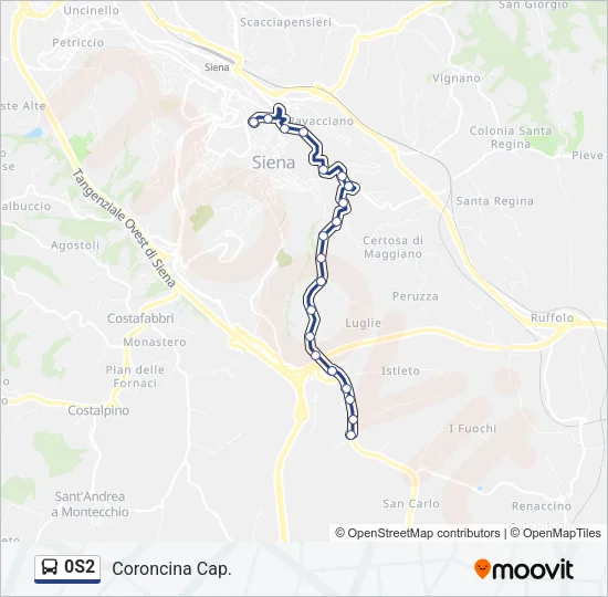 Percorso linea bus 0S2