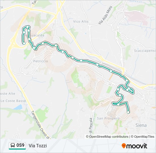 Percorso linea bus 0S9