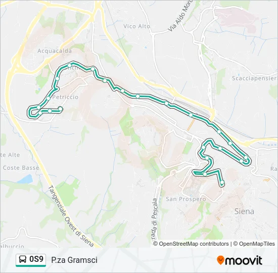 Percorso linea bus 0S9