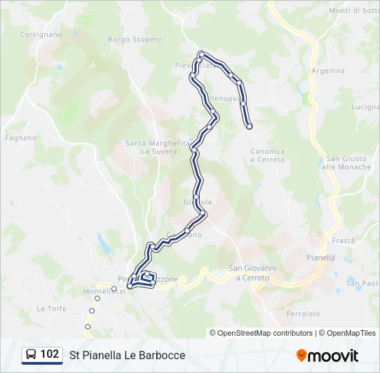 Percorso linea bus 102
