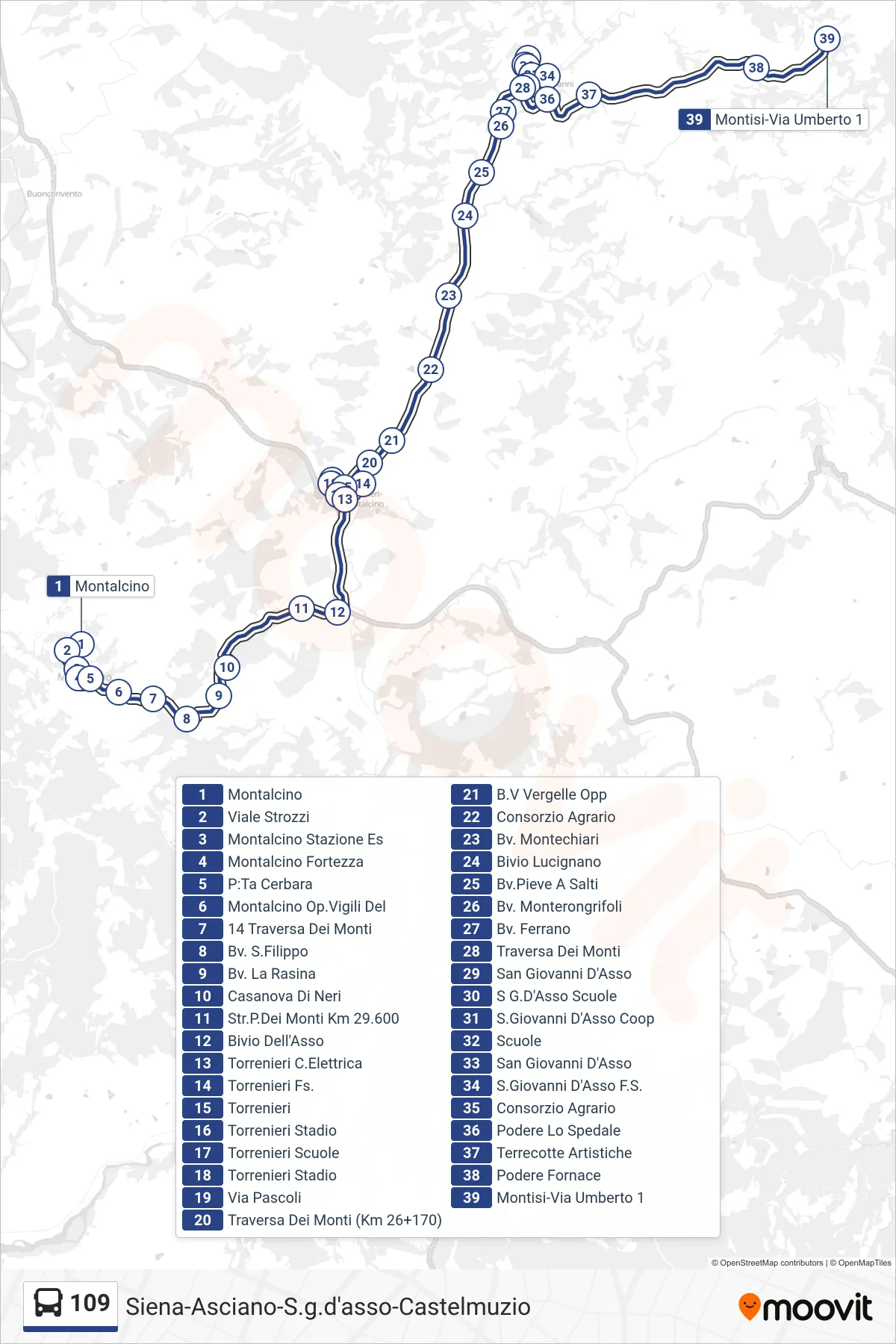 Linea 109 bus (Via Umberto 1) - Percorsi e fermate sulla mappa