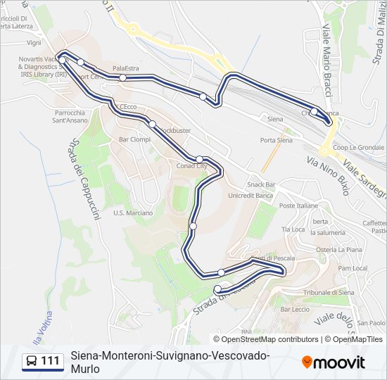 Percorso linea bus 111