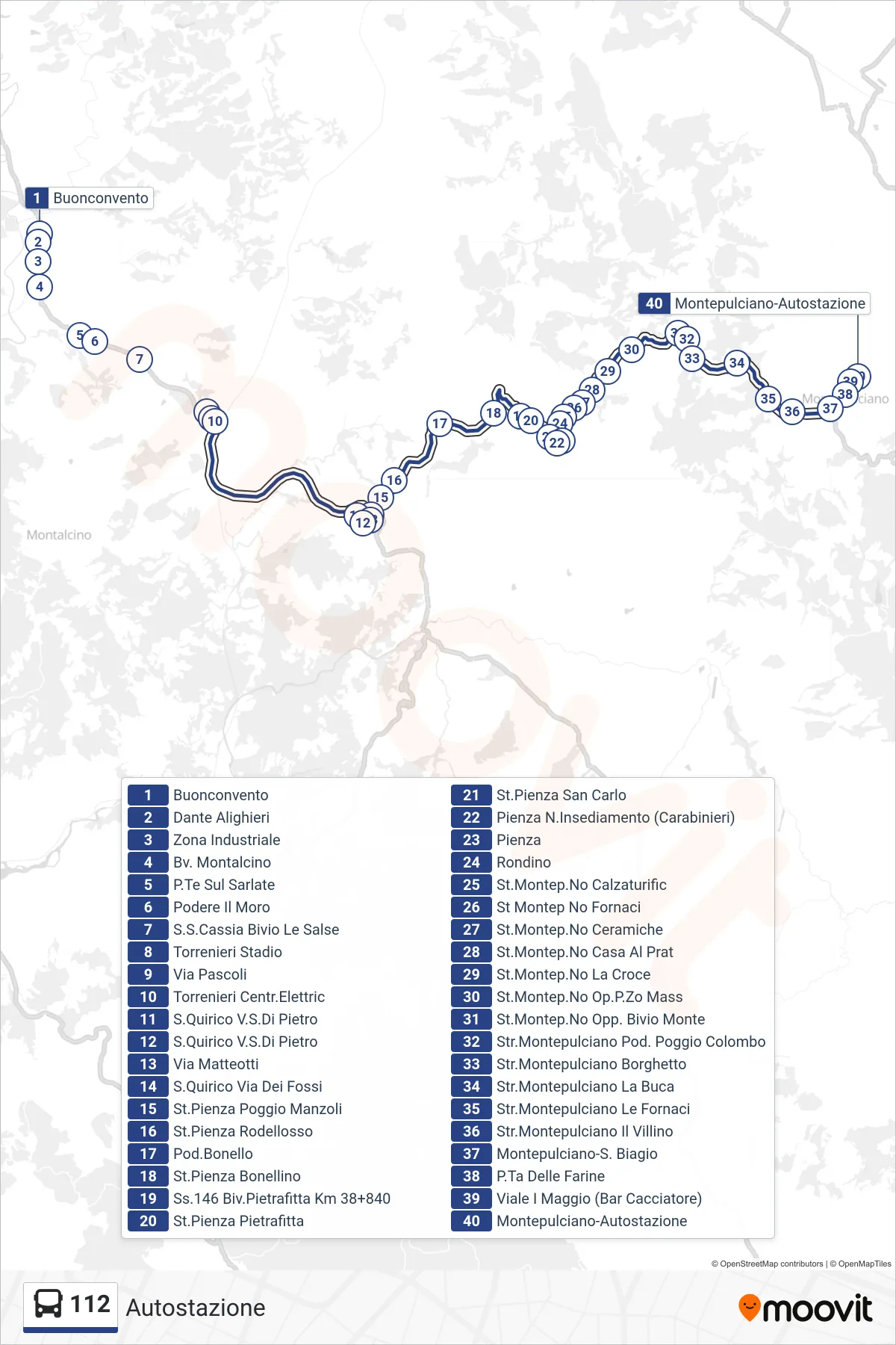 Linea 112  bus (Autostazione) - Percorsi e fermate sulla mappa
