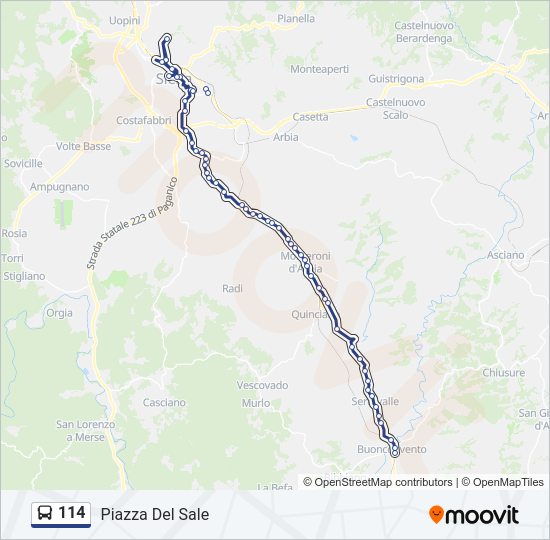 114 bus Line Map