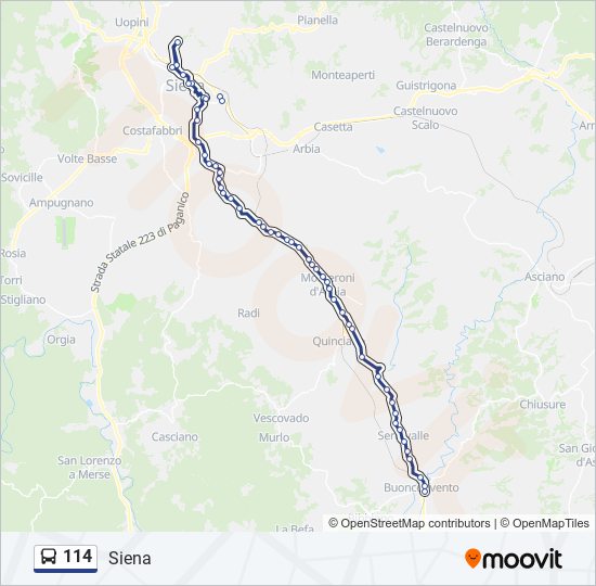 114 bus Line Map