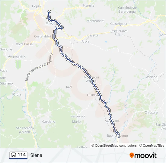 114 Bus Line Map