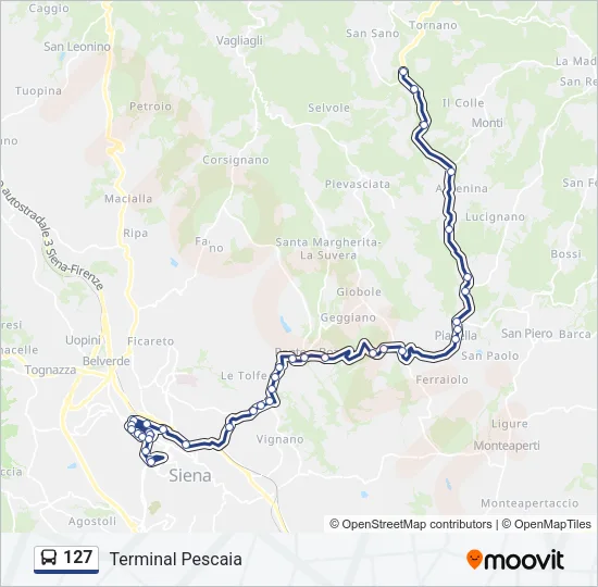 Percorso linea bus 127