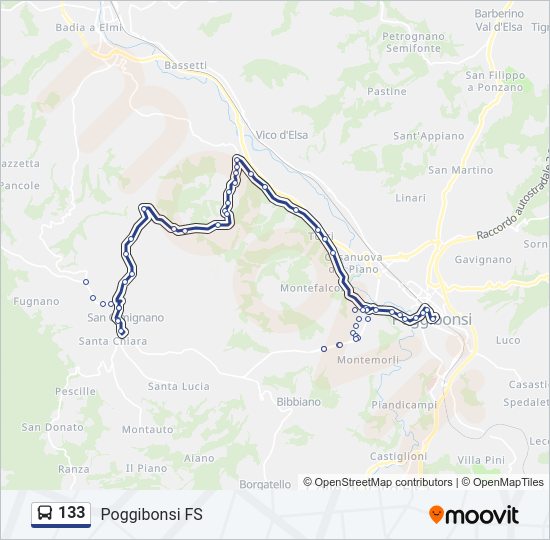 Percorso linea bus 133