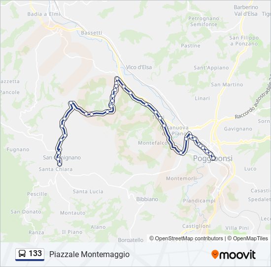 133 bus Line Map