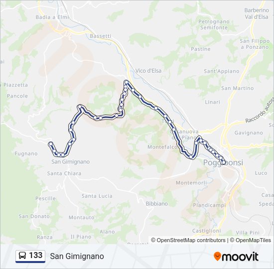 Percorso linea bus 133