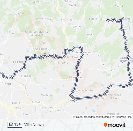 134 Bus Line Map