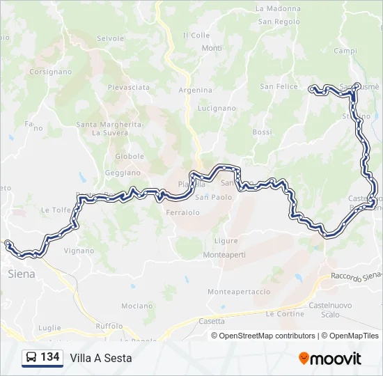134 Bus Line Map