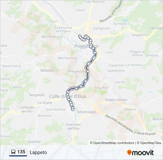 135 Bus Line Map