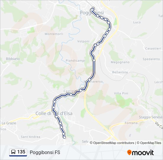 Percorso linea bus 135