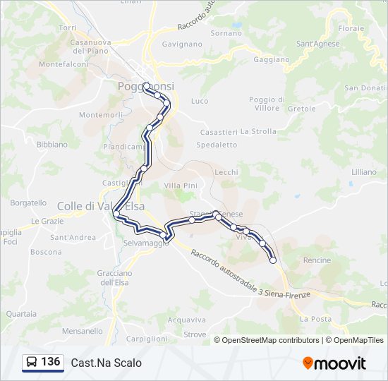 Percorso linea bus 136