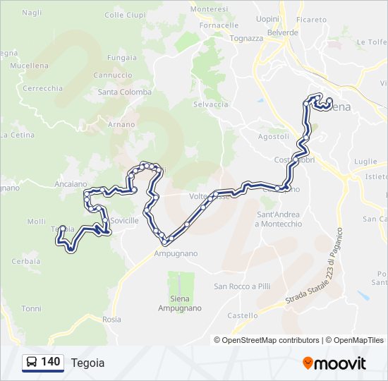 Percorso linea bus 140