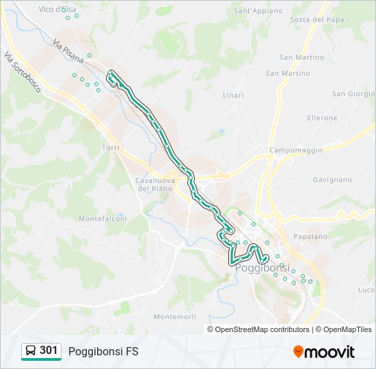 Percorso linea bus 301