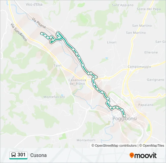 301 Bus Line Map