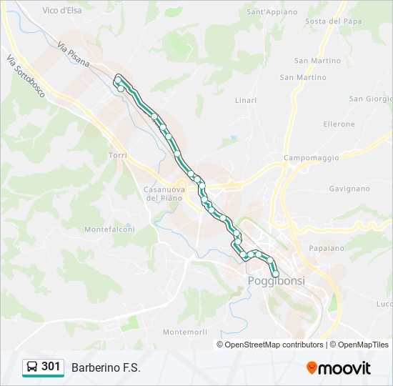 301 bus Line Map