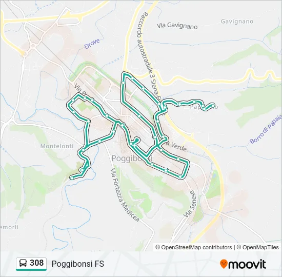 308 Bus Line Map