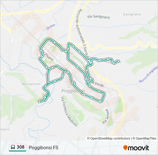 308 Bus Line Map